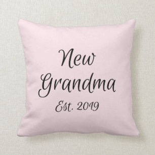 New Grandma Est. 2019 First Time Grandmother Pink Cushion