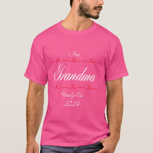 New Grandma Finally Est 2024 with red hearts T-Shirt