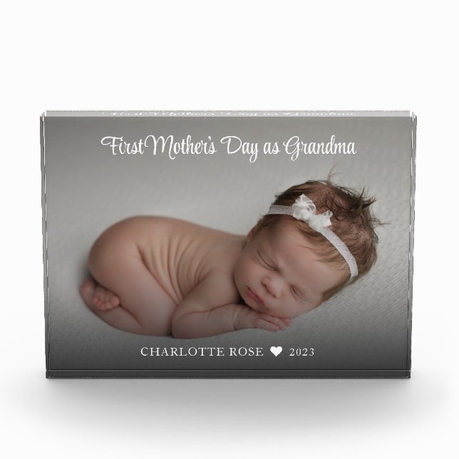 New Grandma First Mothers Day Baby Photo Block (Front)