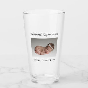 New Grandma First Mothers Day Baby Photo Drinking Glass