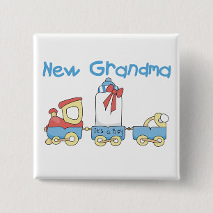 New Grandma of Boy-Train Tshirts and Gifts 15 Cm Square Badge
