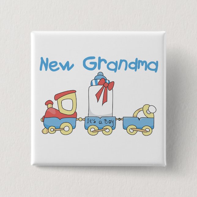 New Grandma of Boy-Train Tshirts and Gifts 15 Cm Square Badge (Front)