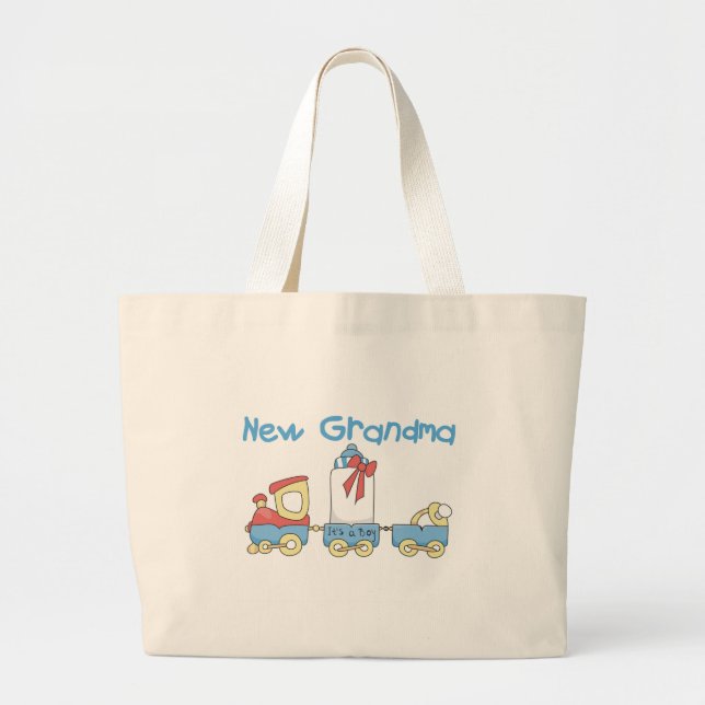 New Grandma of Boy-Train Tshirts and Gifts Large Tote Bag (Front)