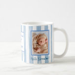 New Grandma Photos Name  Coffee Mug<br><div class="desc">Hello Grandma Grandpa coffee mug -- welcomes the newborn and with important data -- his name and date of birth -- along with two photos. Talk about a keepsake! Yes, easily change to Hello Mum or Dad -- the baby boy has arrived. And, there is, of course, one in pink...</div>