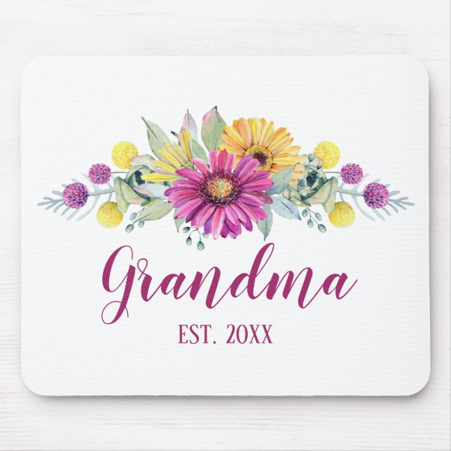 New Grandma Rustic Chic Floral Mouse Mat (Front)