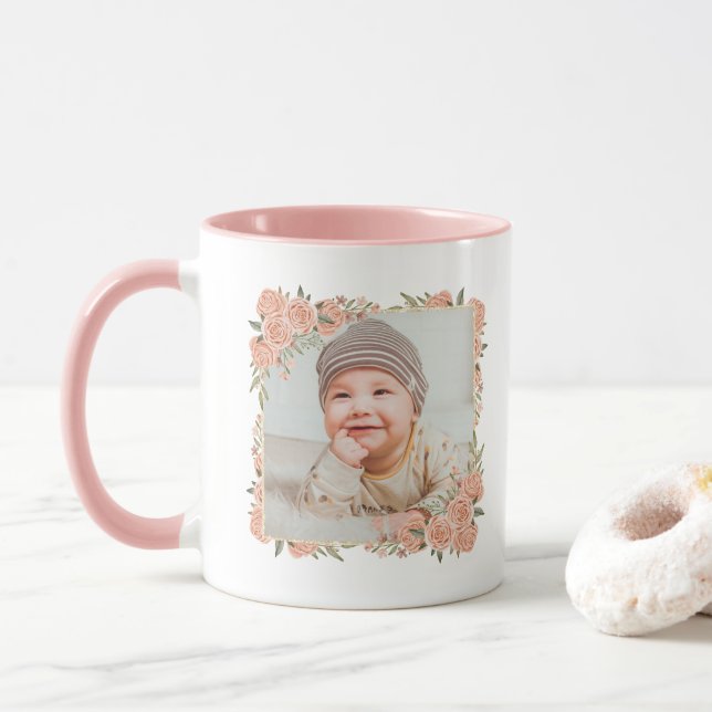 New Grandmother Mugs Baby Photo Name Best Grandma (With Donut)