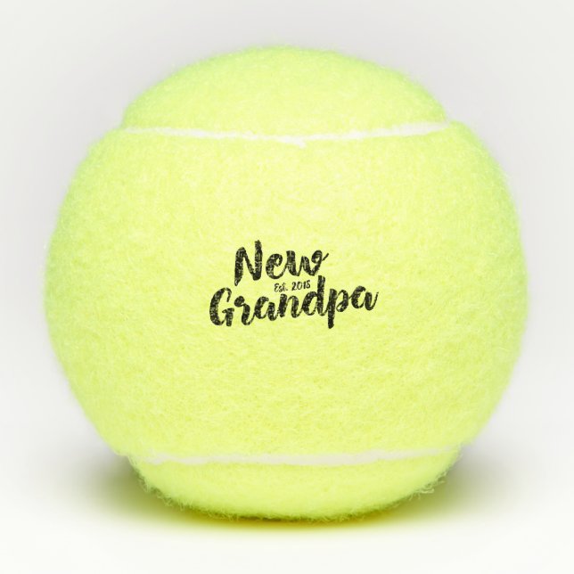 New Grandpa Est. 2018 Funny Novelty Tennis Balls (Front)