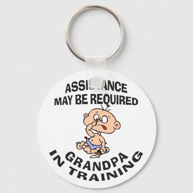 New Grandpa In Training Gift Key Ring (Front)