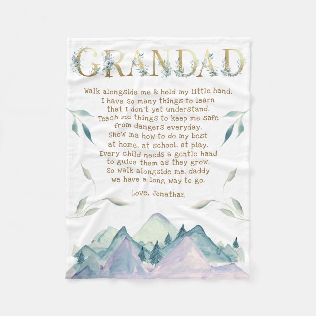 New Grandpa Poem from Grandchild Fleece Blanket (Front)