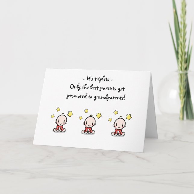 New Grandparents Of Triplets, Congratulations Card (Front)