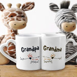 New Grandparents Personalised His & Hers Coffee Mug Set<br><div class="desc">Modern hearts and arrows design in stylish colour palette - ideal for new grandparents. The words, Grandpa and Grandma can both be personalised to Grandad, Nanna etc., to suit your preference. You can also add the year that the couple became proud grandparents. One mug is slate blue and burnt orange,...</div>