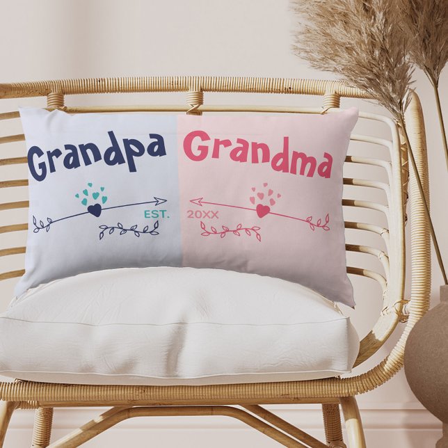 New Grandparents Pink Blue Pregnancy Annoucement Lumbar Cushion (Creator Uploaded)