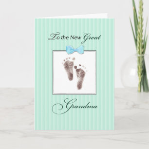 New Great Grandma of Great Grandson Green Footprin Card