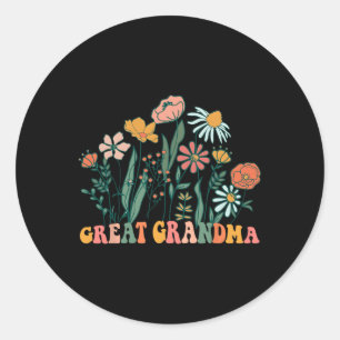 New Great Grandma Wildflower First Birthday & Classic Round Sticker