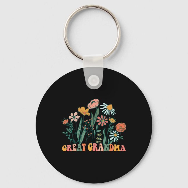 New Great Grandma Wildflower First Birthday &amp;  Key Ring (Front)