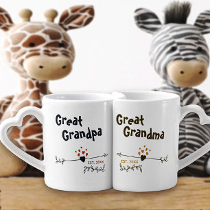 New Great Grandparents Personalised - Blue & Green Coffee Mug Set