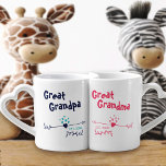 New Great Grandparents Personalised - Blue & Pink Coffee Mug Set<br><div class="desc">Modern hearts and arrows design in pink and blue - ideal for new great grandparents. The words, Grandpa and Grandma can both be personalised to Grandad, Nanna etc., to suit your preference. You can also add the year that the couple became proud great grandparents. Please browse our store for alternative...</div>