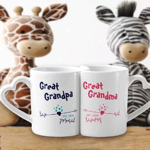 New Great Grandparents Personalised - Blue & Pink Coffee Mug Set