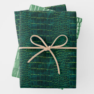 New! Green Faux Leather Wrapping Paper Sheet