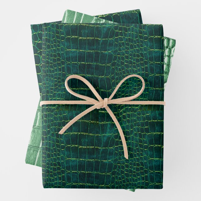 New! Green Faux Leather Wrapping Paper Sheet (In situ)