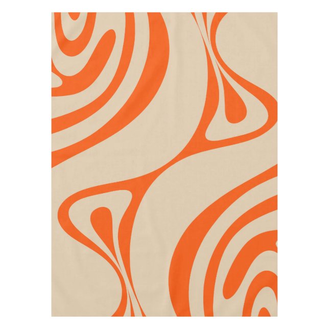 New Groove Abstract Trippy Retro Pattern Orange Tablecloth (Front)
