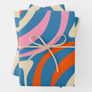 New Groove Colourful Retro Abstract Modern Pattern Wrapping Paper Sheet