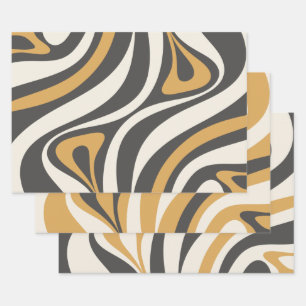 New Groove Retro Abstract Patterns Wrapping Paper Sheet