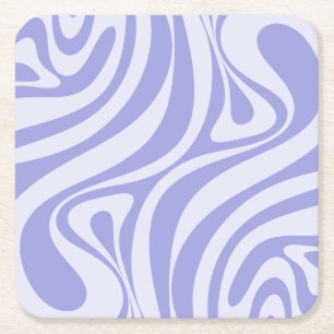 New Groove Retro Abstract Swirl Pattern Purple Square Paper Coaster