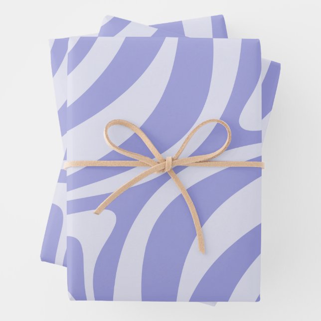 New Groove Retro Abstract Swirl Pattern Purple Wrapping Paper Sheet (In situ)