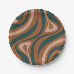 New Groove Retro Boho Abstract Pattern Paper Plate