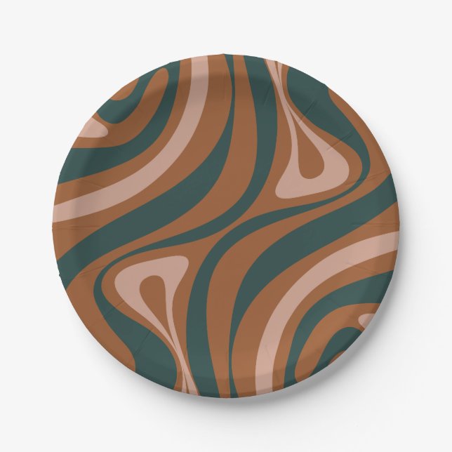 New Groove Retro Boho Abstract Pattern Paper Plate (Front)