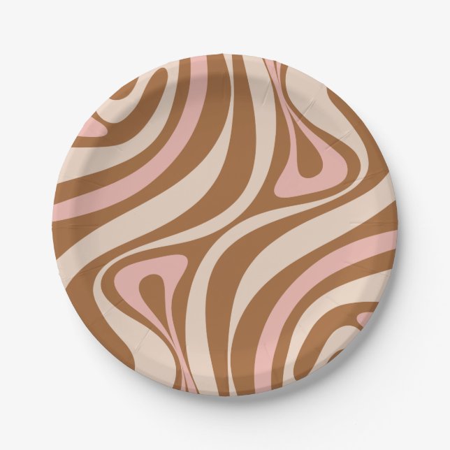 New Groove Retro Trippy Abstract Pattern Paper Plate (Front)