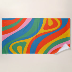 New Groove Retro Trippy Colourful Abstract Pattern Beach Towel
