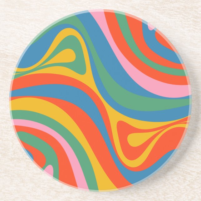 New Groove Retro Trippy Colourful Abstract Pattern Coaster (Front)
