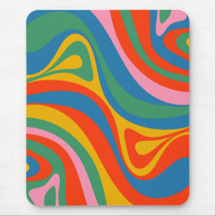 New Groove Retro Trippy Colourful Abstract Pattern Mouse Mat