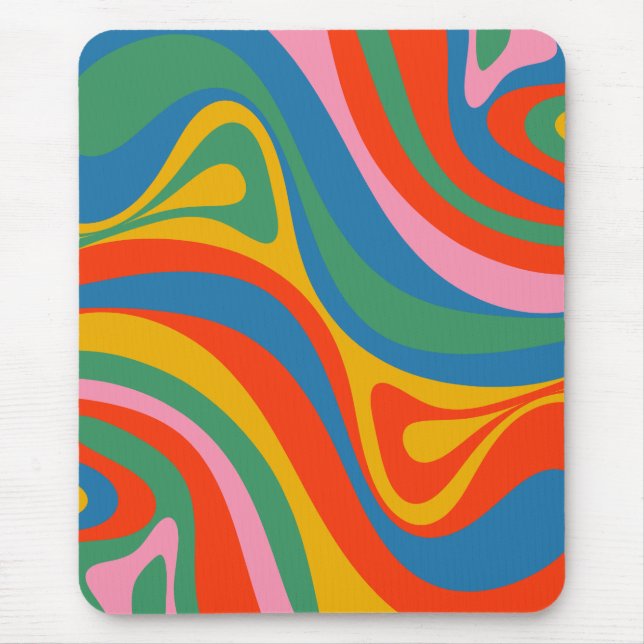 New Groove Retro Trippy Colourful Abstract Pattern Mouse Mat (Front)