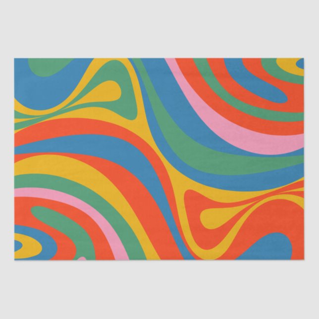 New Groove Retro Trippy Colourful Abstract Pattern Tissue Paper (Front)