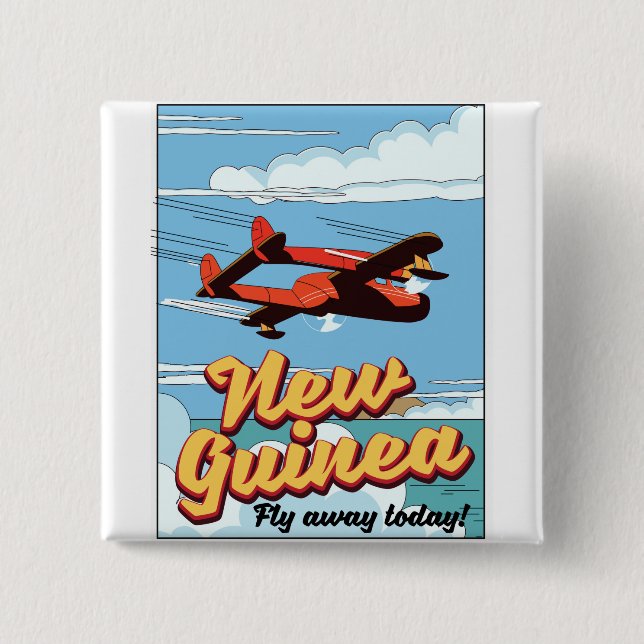 New Guinea adventure poster. 15 Cm Square Badge (Front)
