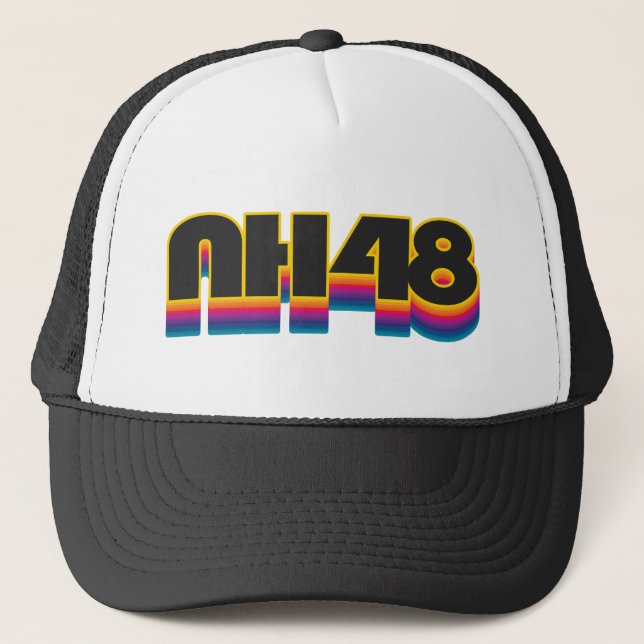 New Hampshire 48 Rainbow Trucker Hat (Front)