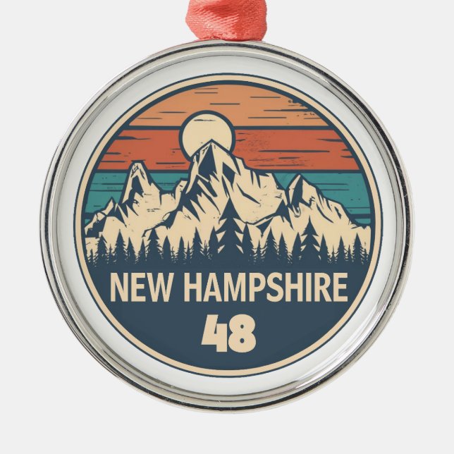 New Hampshire 48 Sunset Metal Tree Decoration (Front)