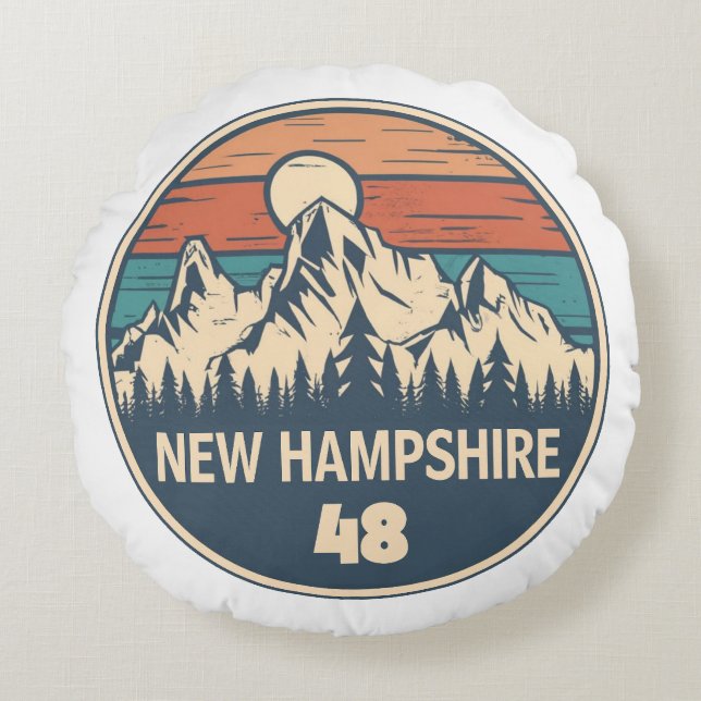 New Hampshire 48 Sunset Round Cushion (Front)