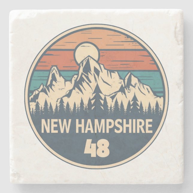 New Hampshire 48 Sunset Stone Coaster (Front)