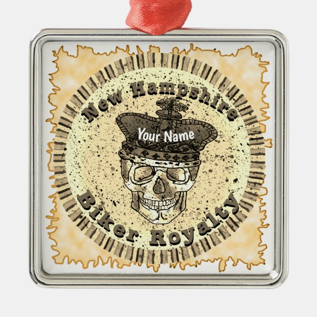 New Hampshire Biker  Metal Tree Decoration (Front)