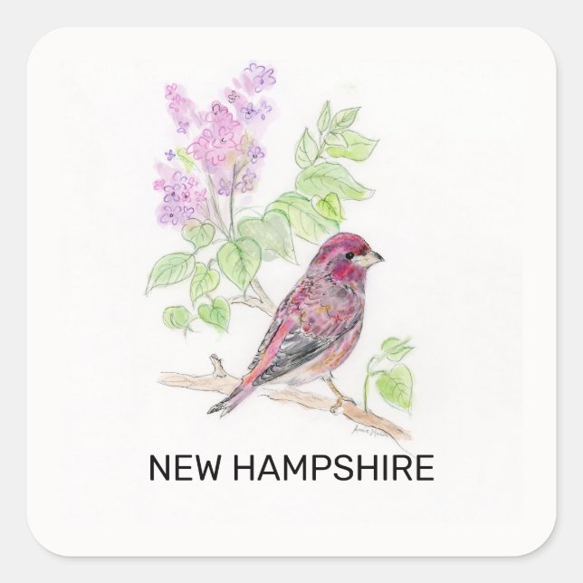 New Hampshire bird flower Square Sticker (Front)