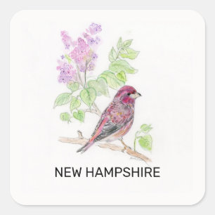 New Hampshire bird flower Square Sticker