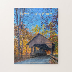 New Hampshire Covered Bridge In Autumn Jigsaw Puzzle