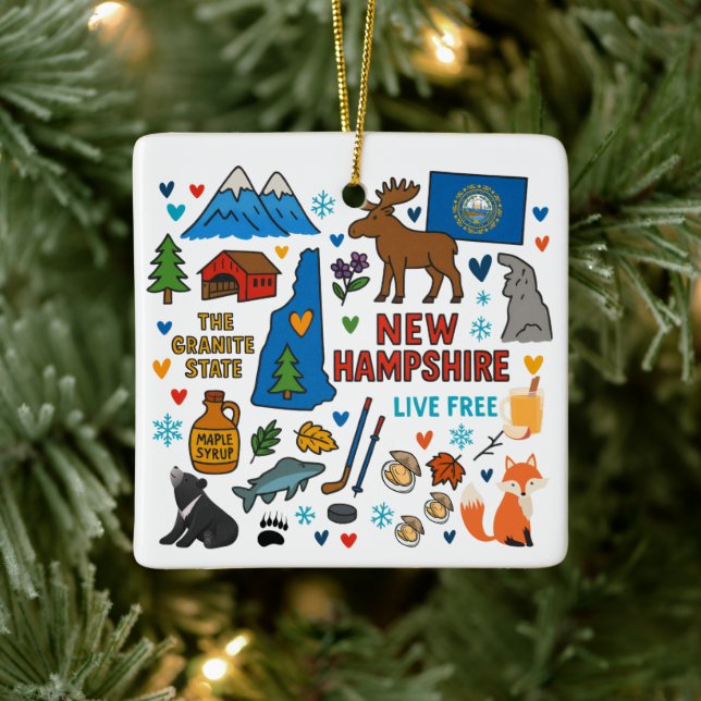 New Hampshire Custom Family Trip Christmas Ceramic Ornament (Tree)