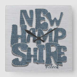 New Hampshire Denim Letter Square Wall Clock