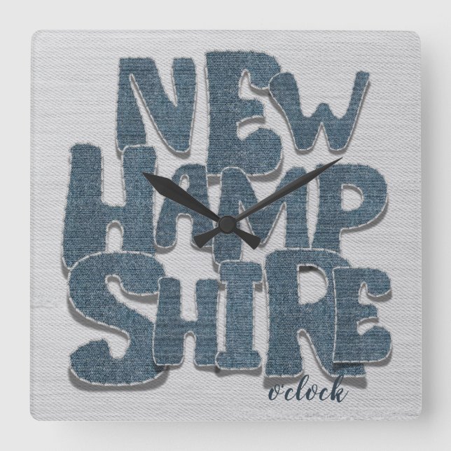 New Hampshire Denim Letter Square Wall Clock (Front)