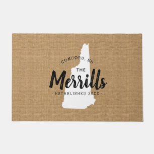 New Hampshire Family Monogram State Doormat